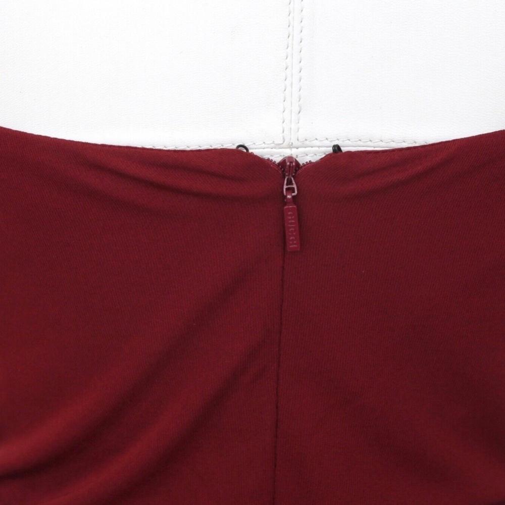 GUCCI Halter Dress Maroon Gold-Tone HW Red Brown Viscose Sleeveless Sz S - Picture 6 of 8